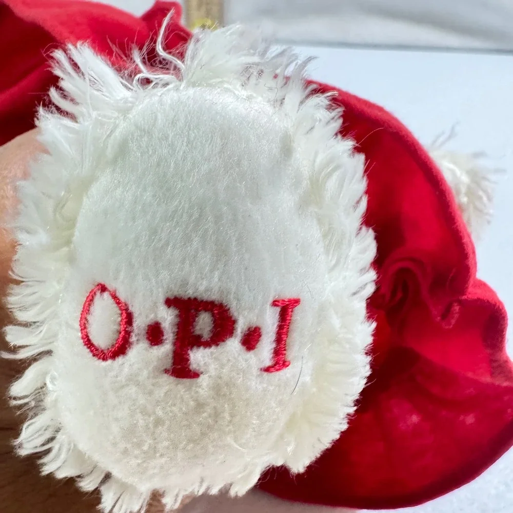 OPI White Teddy Bear Plush Red Ruffled Dress Logo Foot‎ Collectible 9 inch